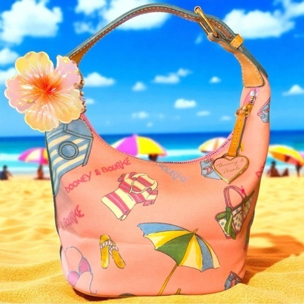 Y2K Dooney & Bourke Pink Beach Small Shoulder Bag , coconut girl, Malibu Barbie